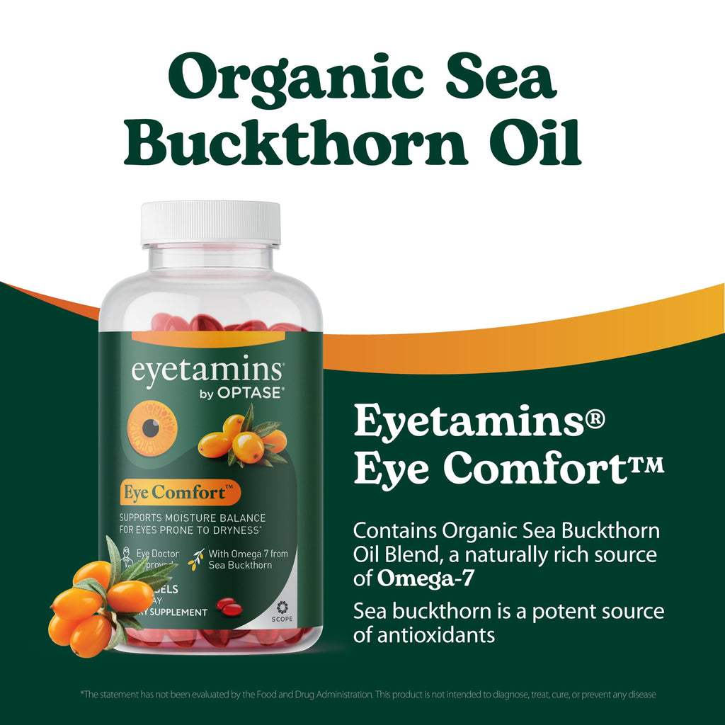 eyetamins® by OPTASE® Eye Comfort™ - 60 Softgels - Eye Doctor Recommended - an Omega-Based Eye Supplement formulated to Support Moisture Balance and Eye Comfort from Within. Plant Based Soft gels.