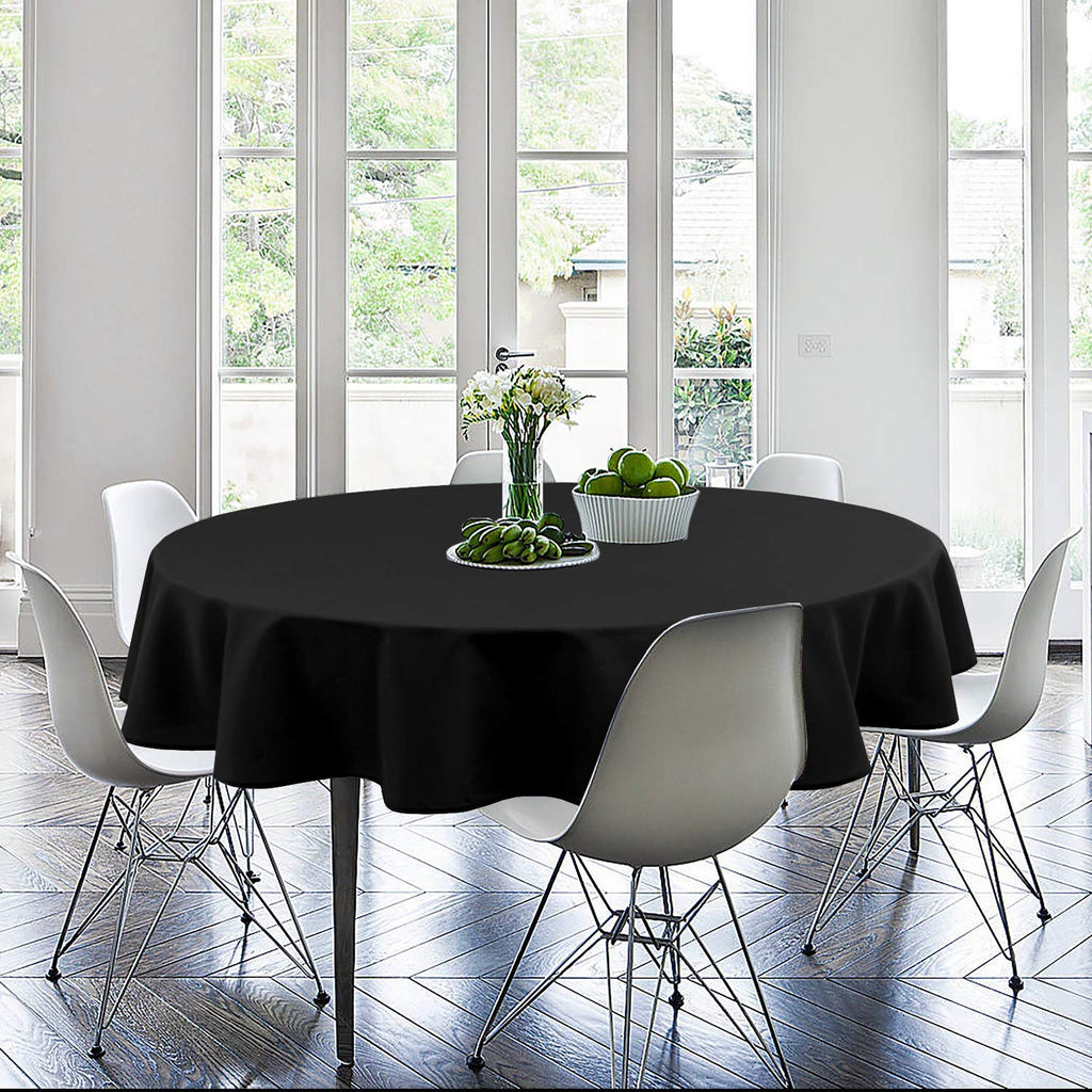 Hiasan Black Round Tablecloth 70 Inch - Waterproof Stain Resistant Spillproof Fabric Washable Table Cloth for Dining Room Kitchen Party