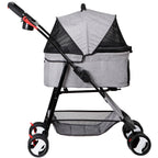 ZENY Pet Stroller, 3 in1 Foldable Dog Cat Jogger Stroller with 4 Wheels, Detachable Basket and Cup Holder, Travel Folding Carrier for Small/Medium Pet (Gray)