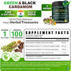 Herbpy 4in1 Cardamom Supplement - Green & Black Cardamom Seeds with Turmeric & Black Pepper – Digestive Health & Natural Wellness - 100 Vegan Capsules
