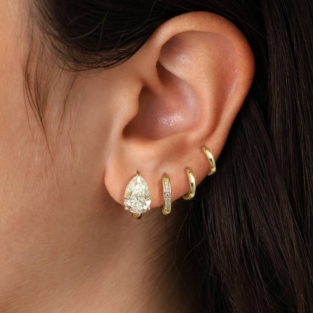 4Pairs Statement Small Gold Huggie Hoop Earrings for Women Trendy,Surgical Steel Gold Plated Hoop Hypoallergenic Earrings Set,Titanium Hoops Earring Stacks,CZ Cartilage Huggie Hoops Earring Gifts
