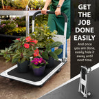Heavy Duty Foldable Push Cart Dolly | 660 lbs. Capacity | Upgraded Collapsible Hand Truck Folding Platform with Swivel Wheels | Flat Bed Moving Wagon | Space Saving Push Handle (White)