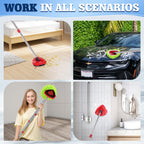 Wa.IE JiemiMicrofiber Spin Mop Refills Head Compatible for EasyWring 1-Tank System (6-Pack Set: Includes 1 Mop Scrub Brush + 1 Mop Base + 4 Pack Cleaning Floor Mop Head)