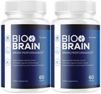 (2 Pack) Bio Brain Capsules - Official BioBrain Supplement Pills Daily Support Brain & Memory Focus All Natural Advanced Premium Formula for Overall Health & Wellness, 120 Capsules for 2 Months