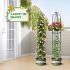 Tower Obelisk Garden Trellis for Climbing Plant，6.3FT/75.6" Rustproof Metal Potted Plant Climbing Support for Indoor Outdoor Flowers Vegetable Fruits Vines Support (2PCS)