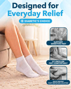 Doctor's Select Viscose Bamboo Ankle Diabetic Socks for Women and Men - 6 Pairs | Quarter Diabetic Socks for Women Size 9-11 | Viscose Bamboo Socks Woman | Edema Socks | White