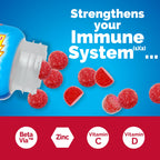 Emergen-C Immune+ Triple Action Immune Support Gummies, BetaVia (R), 1000mg Vitamin C, B Vitamins, Vitamin D and Antioxidants, Raspberry – 45 Count