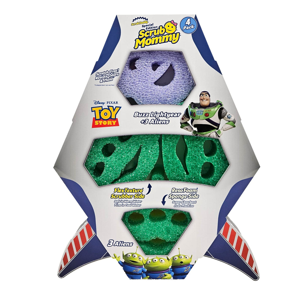 Scrub Daddy Scrub Mommy Toy Story Rocket Ship FlexTexture + ResoFoam Cleaning Sponges - Non-Scratch Sponges for Everyday Cleaning - Kitchen, Bathroom & Outdoor - Kitchen Sponges for Dishes (4 Count)