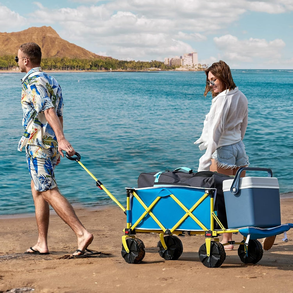 Beach Wagon with Big Wheels for Sand, Flip-Out Tailgate, 330 lb Capacity