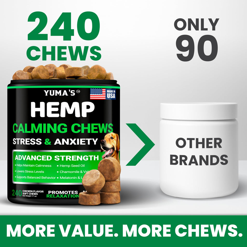 Hemp Calming Chews for Dogs - 240 Treats - Advanced Dog Calming Chews