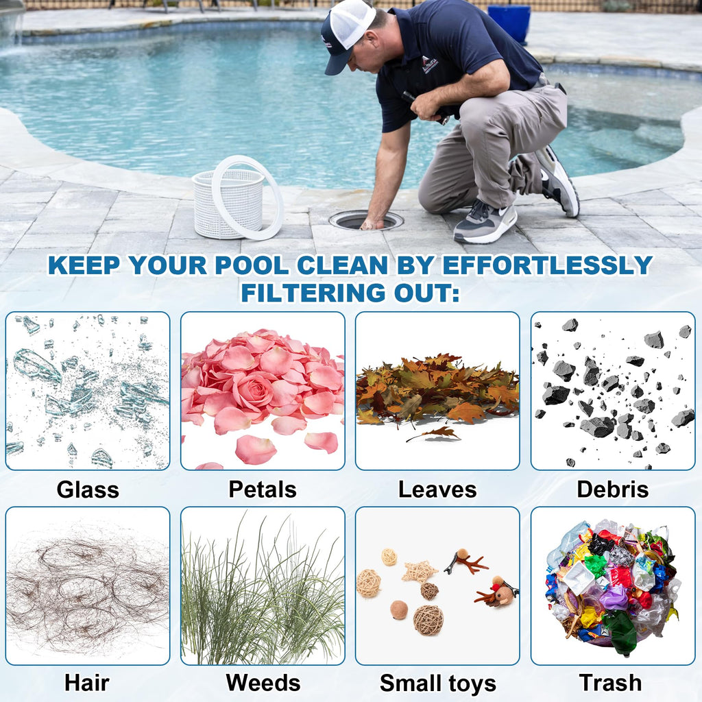SPX1082CA Pool Skimmer Basket & SPX1082D Basket Support Ring Replacement for Hayward Swimming Pool Skimmer & Aladdin B-152 Skimmer SP1082 SP1083 SP1084 1085 1086 SP1075 1075T 1076 1077 Skimmers Basket
