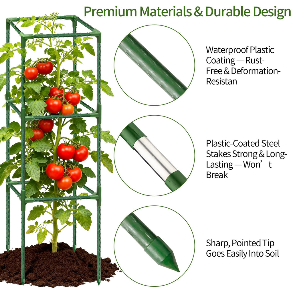 6 Pack 43.3 Inch Adjustable Tomato Cages Garden Plant Trellis
