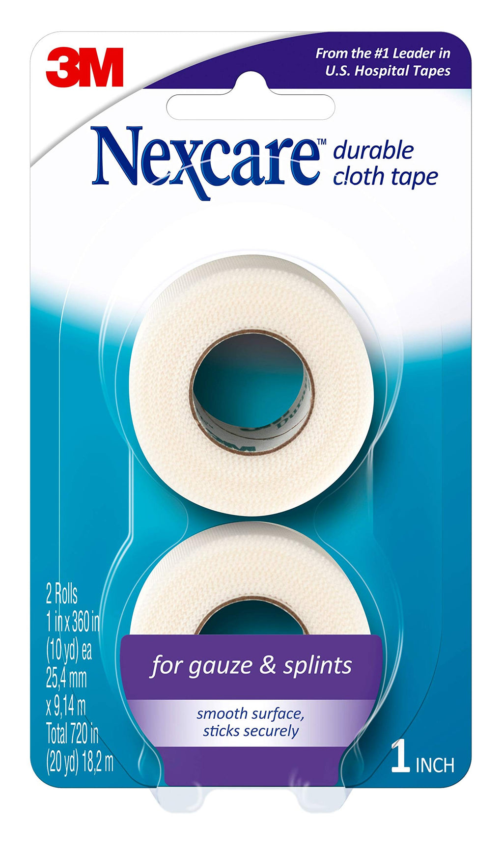 Nexcare Durapore Durable Cloth Tape, From the #1 Leader in U.S. Hospital Tapes, 1 Inch X 10 Yards, 6 Rolls