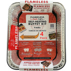 Lava Gel Self-Heating Buffet Kit – Flameless Food Warmer Set for Parties – Includes 4 Trays, 4 Half-Size Heat Pads & Foil Pans – Keeps Hot Food Hot for up to 3 Hours – Gel Fuel Can Alternative