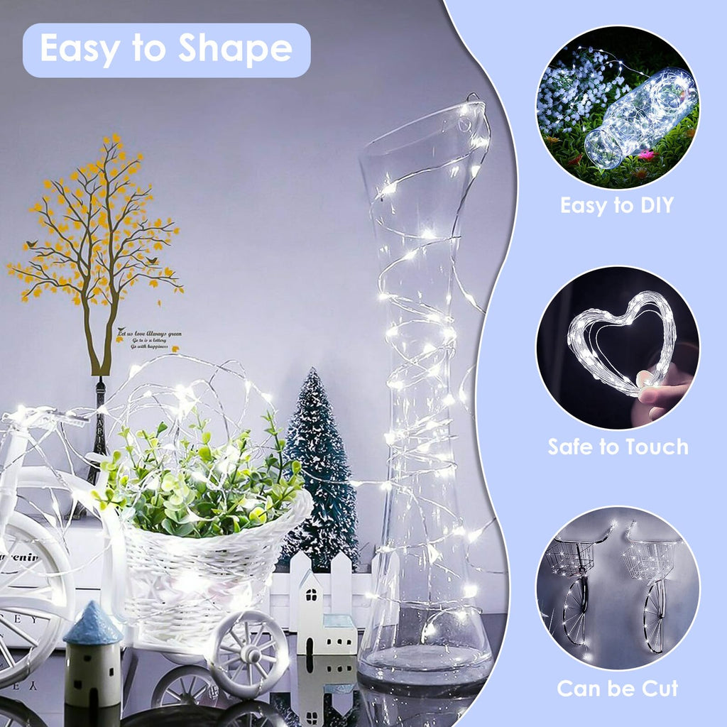 66FT 200 LED Fairy Lights Plug in, 8 Modes Twinkle Lights Cool White