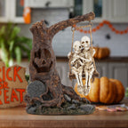 Halloween Skull Statue with Spooky LED Light for Home Indoor Decorations