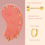 25Pcs Hypoallergenic Flat Back Earrings Cartilage Hoop Sets for Women