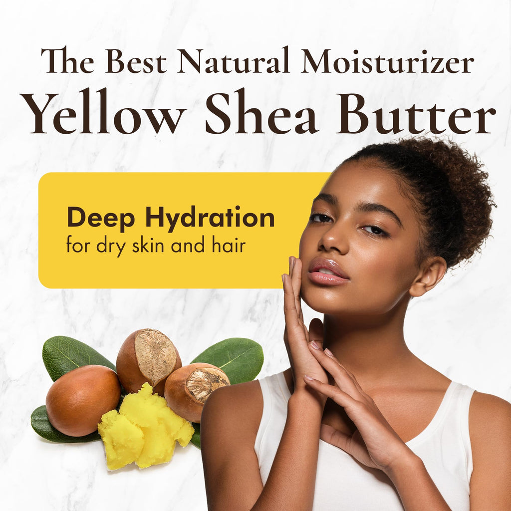 HalalEveryDay Yellow Shea Butter from Ghana, Raw Unrefined African Shea Butter for Skin & Hair, 100% Pure Natural Moisturizer for Body, Face & DIY Beauty, 24 oz