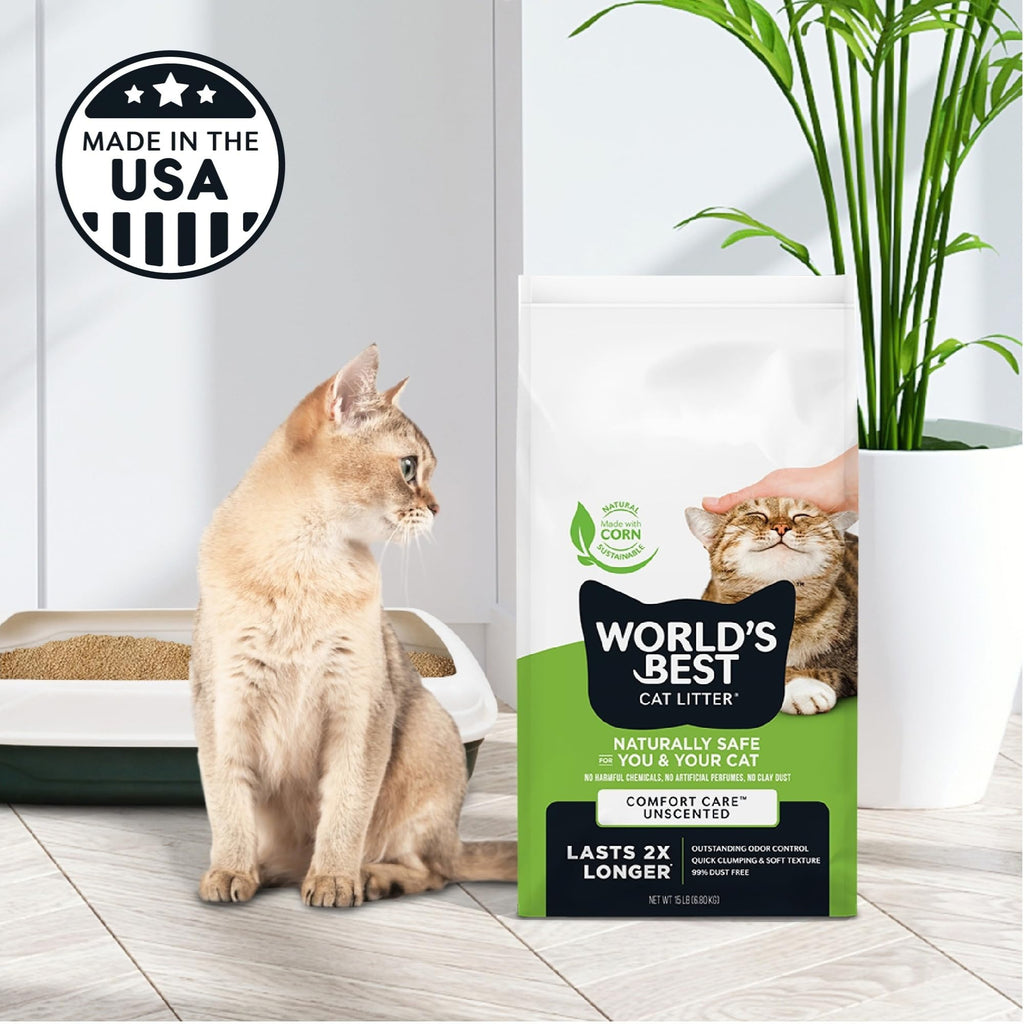 World's Best Cat Litter, Comfort Care, Unscented, Odor Control, 15 lb Bag