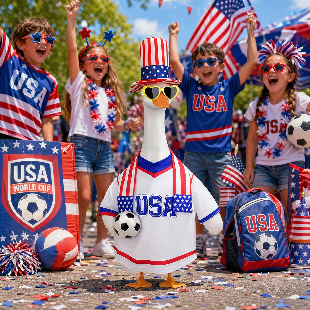 USA Soccer Porch Goose Outfit Summer Sport Fan Goose Clothes Game Day Decor