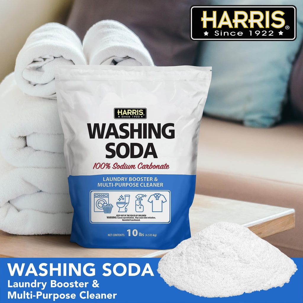 Harris Washing Soda, Sodium Carbonate, Laundry Booster and Multipurpose Cleaner, No Additives or Fragrances, 10lb