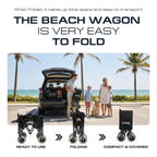 Beach Wagon with Big Wheels for Sand 9" PU Tires Collapsible Wagon, Black