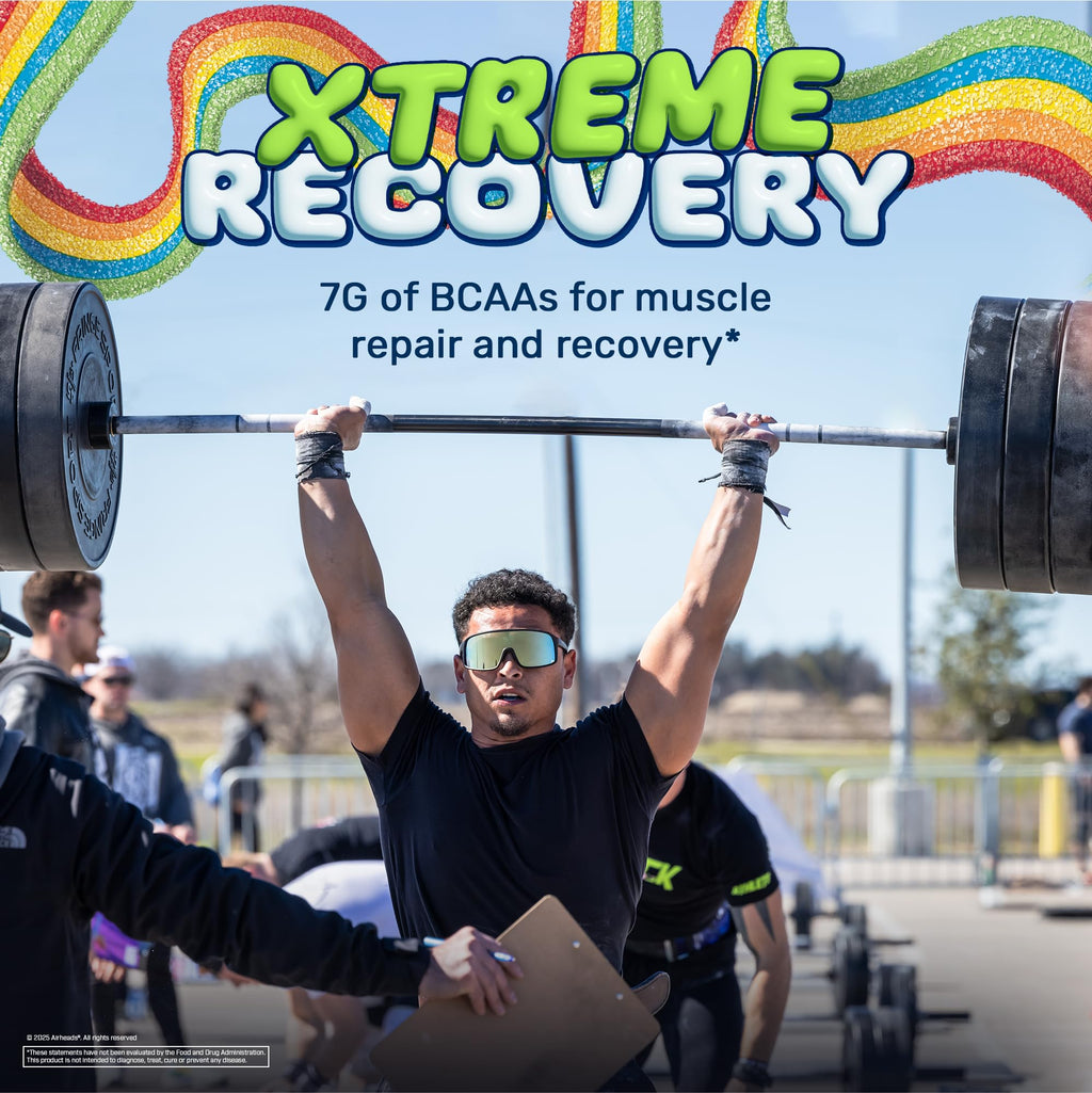 Xtend Original BCAA Powder, 7g BCAAs and 2.5g L-Glutamine for Muscle Recovery, Hydration, and Lean Muscle, Sugar Free Intra and Post Workout Drink, Airheads Xtreme Rainbow Berry, 30 Servings