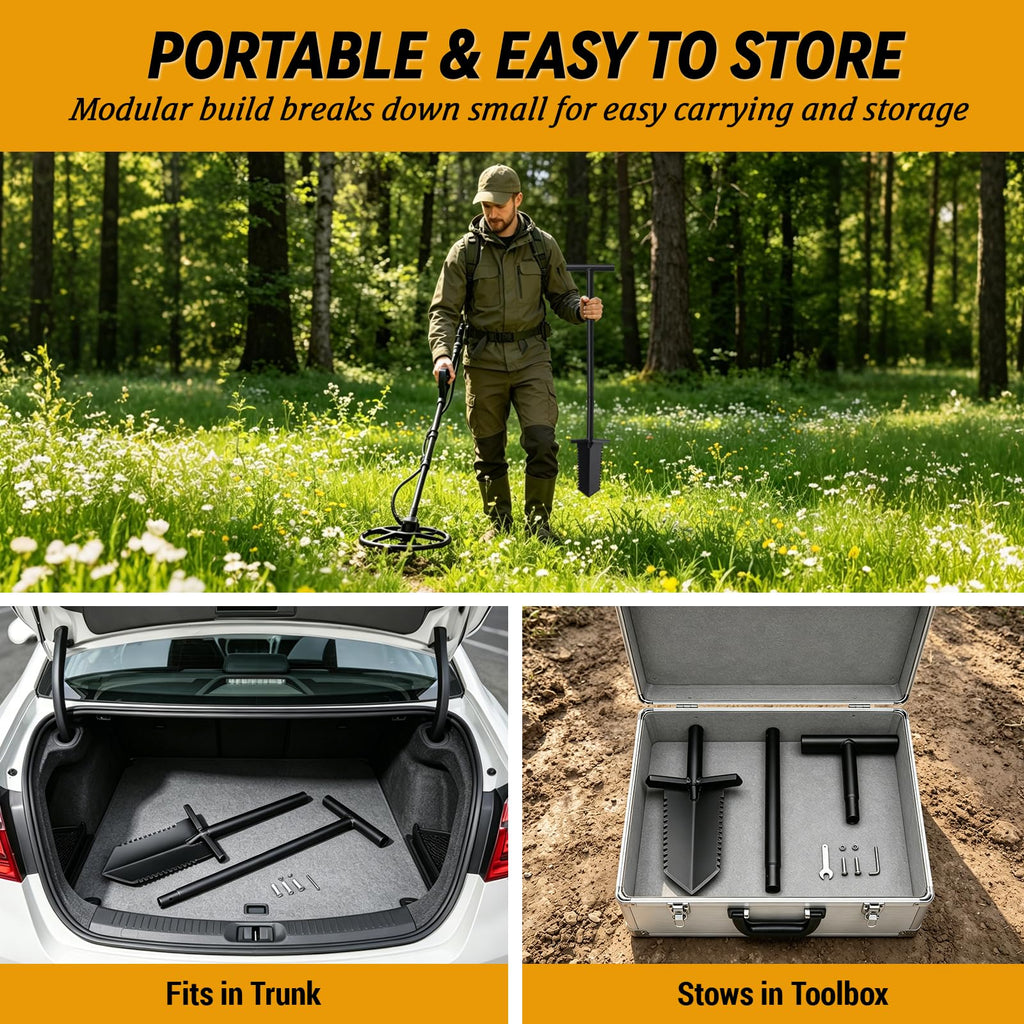 Metal Detecting Shovel, 39" Root Slayer Shovel with Serrated Blade, Lightweight and Durable Garden Spade Shovel, Metal Detector Shovel, Drain Spade for Cutting Root, Digging, Trenching, Transplanting