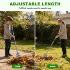 Gixmuoiy Garden Rake for Leaves, Heavy-Duty Small Metal Rake for Lawn, Yard, Garden Beds, Debris & Shrubs, 6 ft Adjustable Handle for Kids and Adults
