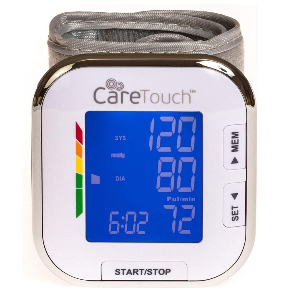 Care Touch Digital Wrist Blood Pressure Monitor for Adults Size 5.5-8.5" for Home Use, Automatic High Blood Pressure Machine with Batteries & Carrying Pouch
