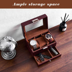 ProCase Watch Box, 3 Slot Watch Display Case with Drawer -Espresso