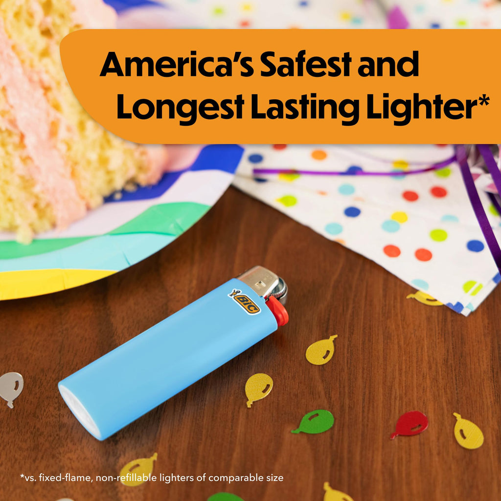 BIC Maxi Pocket Lighters, Long-Lasting Flame and Colorful Designs, Classic Collection, 15-Pack (Colors May Vary)