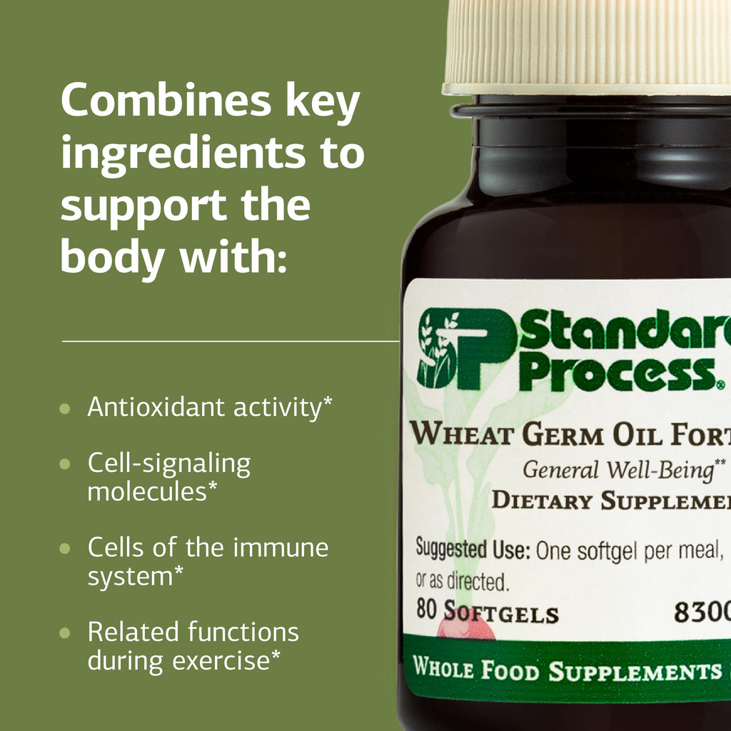 Standard Process Wheat Germ Oil Fortified - Immune Support Supplement to Aid Antioxidant Activity - Gluten-Free, Non-Dairy & Non-Soy - 80 Softgels (80 Servings)