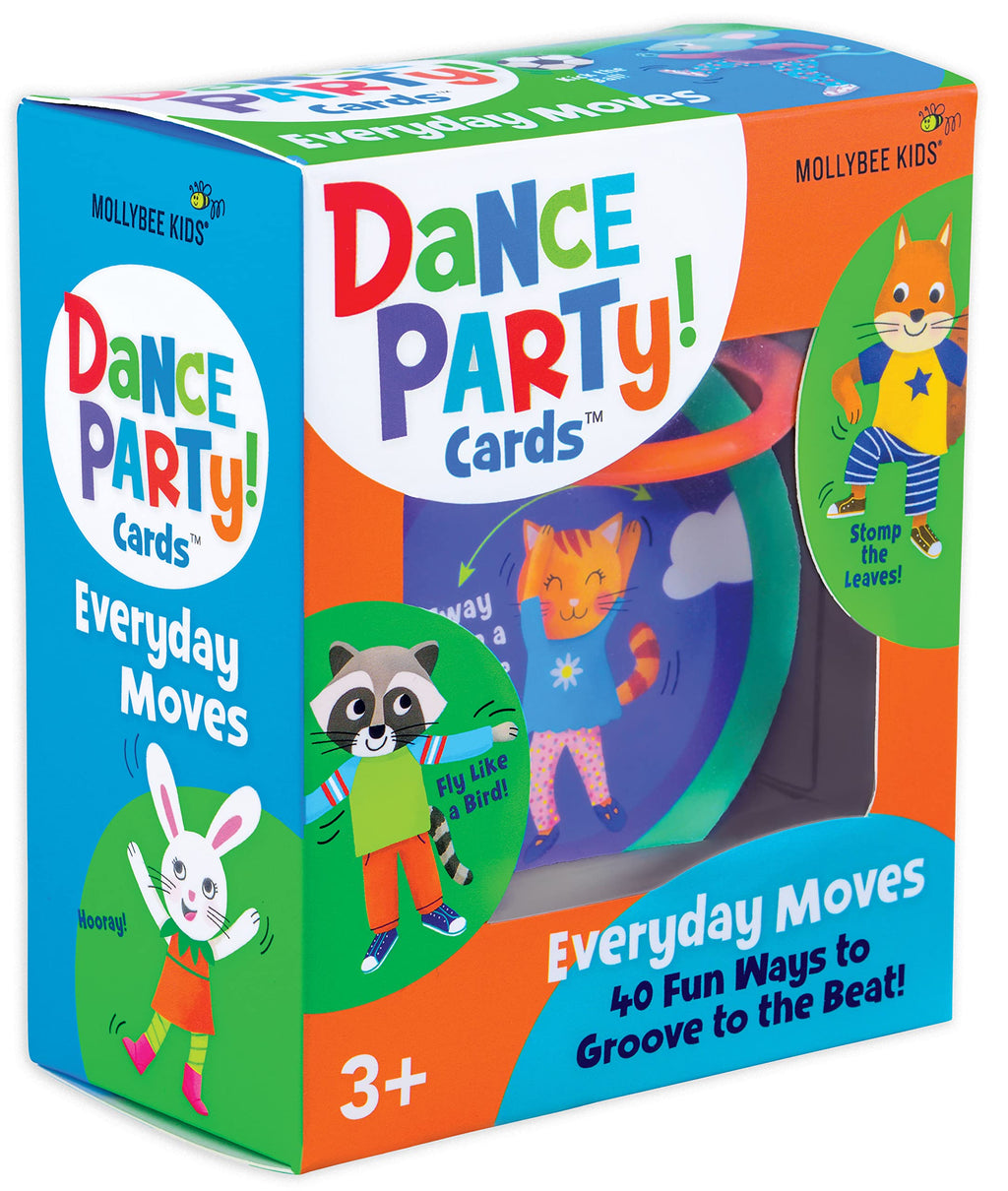 MOLLYBEE KIDS Preschool Dance Party Cards Everyday Moves, Gifts for Ages 3+, Toddler Travel Game and Activity