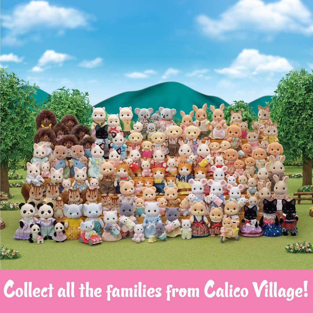 Calico Critters Pookie Panda Family, Dolls, Dollhouse Figures, Collectible Toys with 4 Figures Included