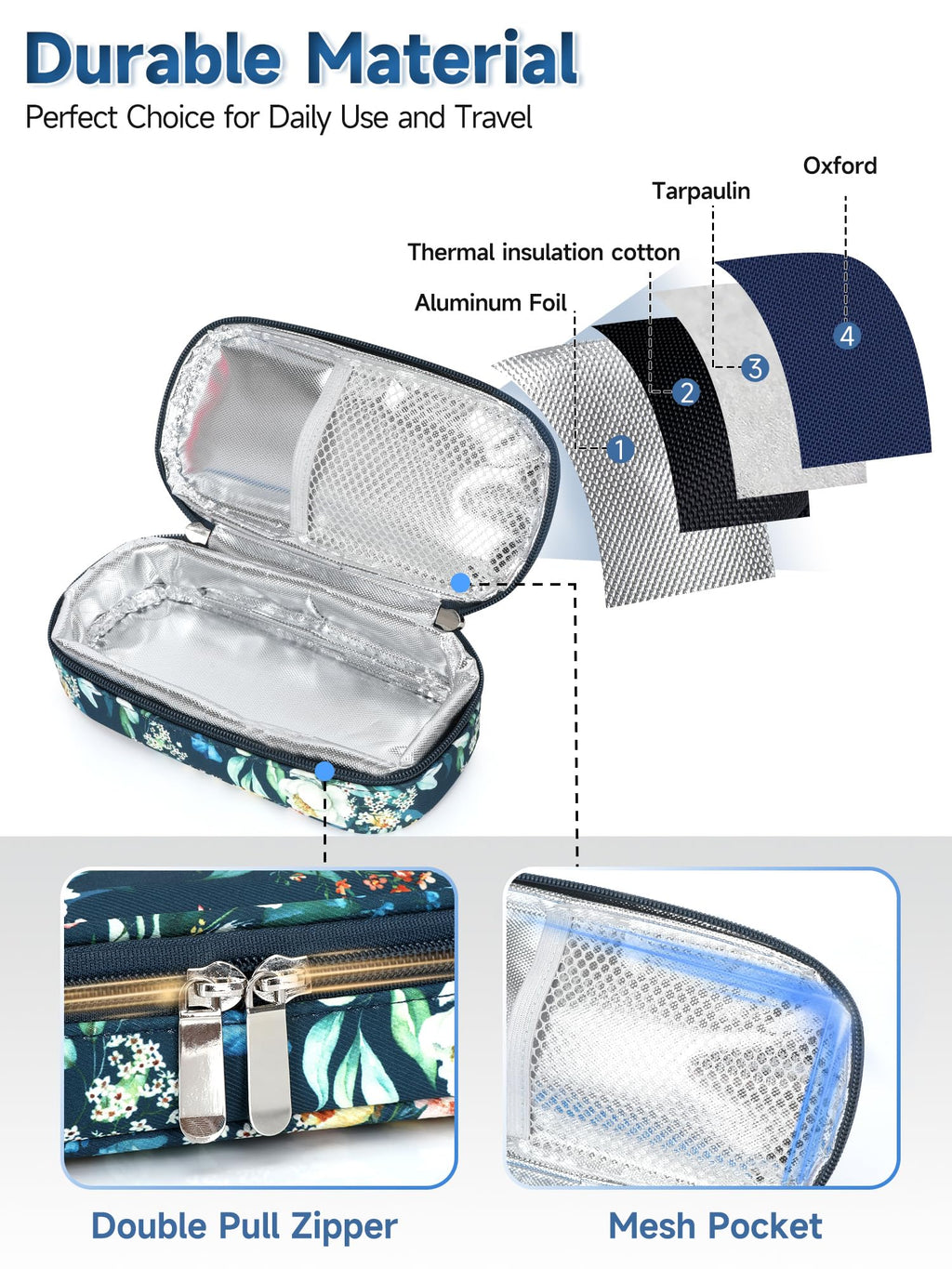 YOUSHARES Peptide Vials Cooler Travel Case - TSA Approved Diabetic Insulin Vial Cooling Bag with Protective Ice Brick, Refrigerated Diabetes Supplies Organizer, GLP-1 Medication Storage