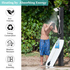 VINGLI 10.6 Gallon Solar Heated Outdoor Shower, 7.2 FT Height, Freestanding Outside Shower with 360° Swivel Shower Head + 6FT Handheld Shower + Foot Faucet, Hot & Cold Water Adjustment, Black