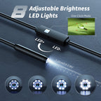 Kinpthy Endoscope Camera with Light,1920P HD Borescope Tools with 8 Adjustable LED Lights, Endoscope with Semi-Rigid Snake Camera, Inspection Borescope for iOS and Android-16.4ft Single Lens