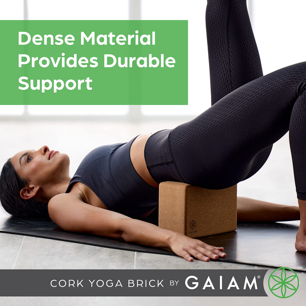 Gaiam Cork Yoga Block ��� 4x6x9 Inch, Natural Cork Block for Yoga, Pilates, Stretching, Balance, Gym, Home Workout, Meditation, Non-Slip, High-Density, Rounded Edges for Enhanced Poses and Flexibility