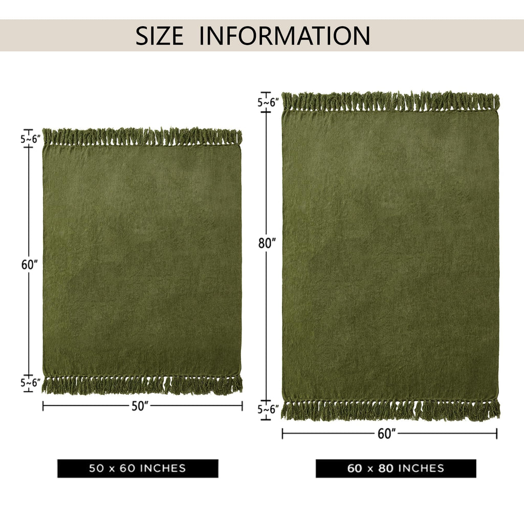LONG CREATE Chenille Throw Blanket for Couch 50" x 60", Olive Green