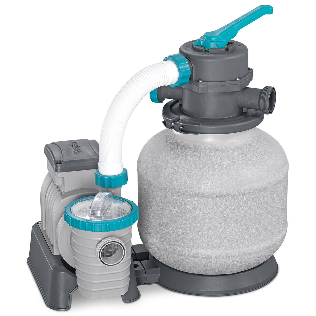 Bestway 2,200 Gallon Sand Filter Pool Pump for Above Ground Swimming Pools up to 14,400 Gallons with Pre-Filter Strainer Basket & Valve Adapter Set