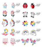 Hypoallergenic Screw Back Earrings for Women Girls Stainless Steel CZ Heart