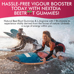 Beet Root Gummies, Beetroot & L-Arginine, Red Beets Supplements w/ Vitamin B1, B2, B3, B5, B6, Folate, B12 for Energy Boost & Circulation Support, Sugar Free Nitric Oxide Gummies, 60 Beet Chews