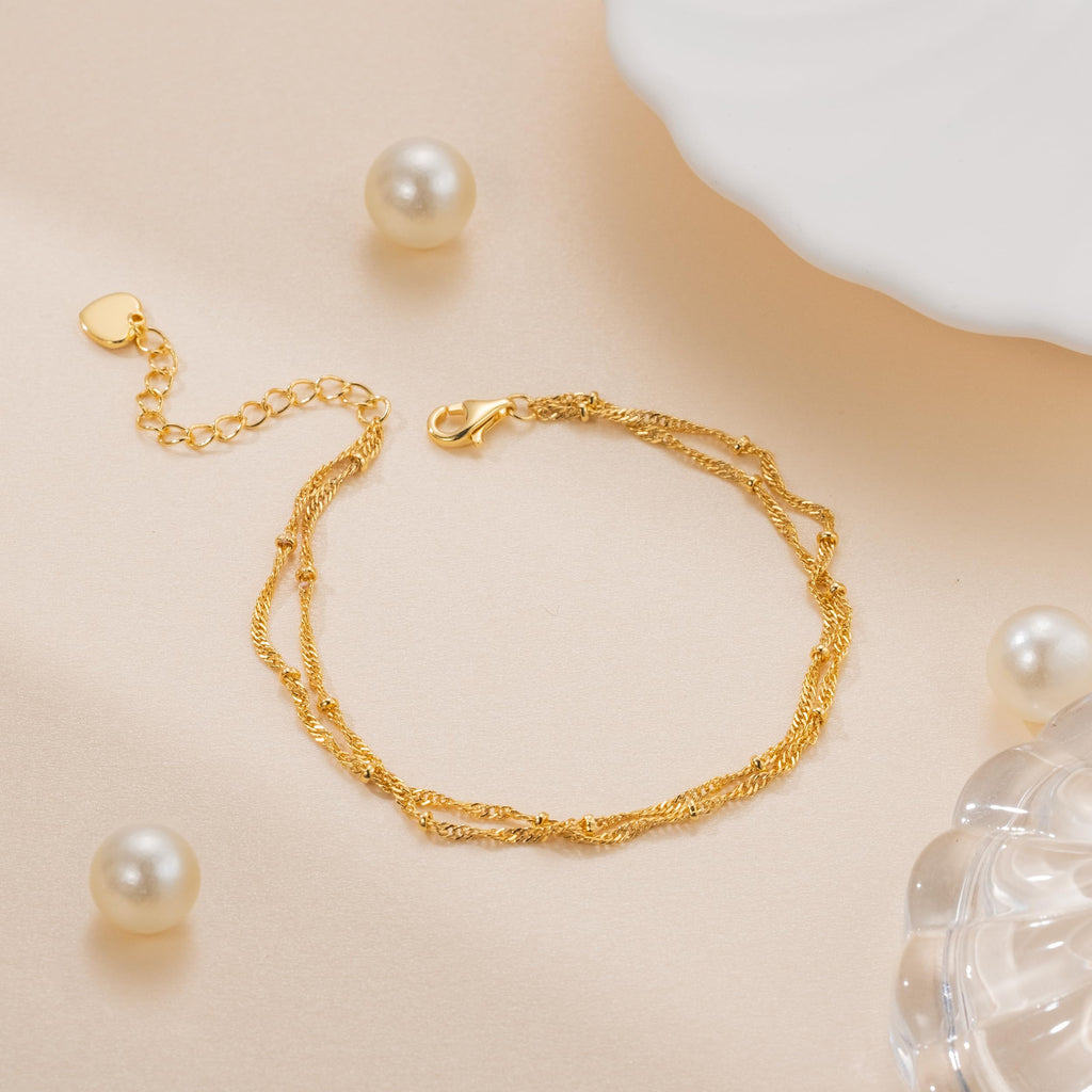 YIYEPUTI 14K Gold Bracelets for Women Double-Layer Gold Bracelets for Women