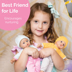 Adora Sweet Baby - 11” Soft & Cuddly Baby Doll, Realistic Features, Gentle Scent, Machine Washable, Lightweight & Easy to Hold | Adorable Playmate (Girl Dino)