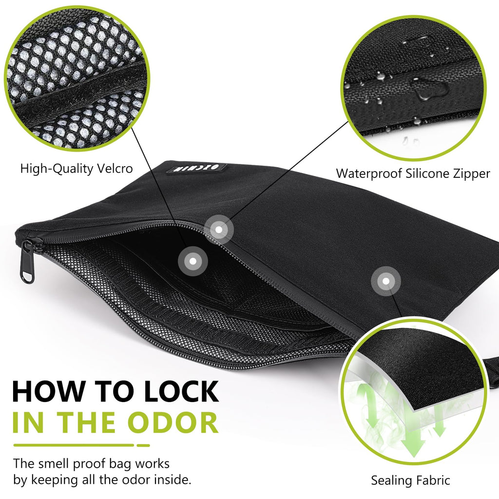 OZCHIN Smell Proof Bag Travel Storage Case Activated Charcoal Pouches Durable Odorless Medicine Organizer