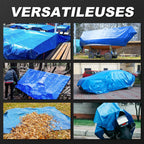 Tarps Waterproof 8x10 Feet, 4 Pack Heavy Duty Silver Tarp Cover 8 Mil Thick, Resistant Plastic Tarpaulin with Metal Grommets, Outdoor Tent Cover for Emergency Rain