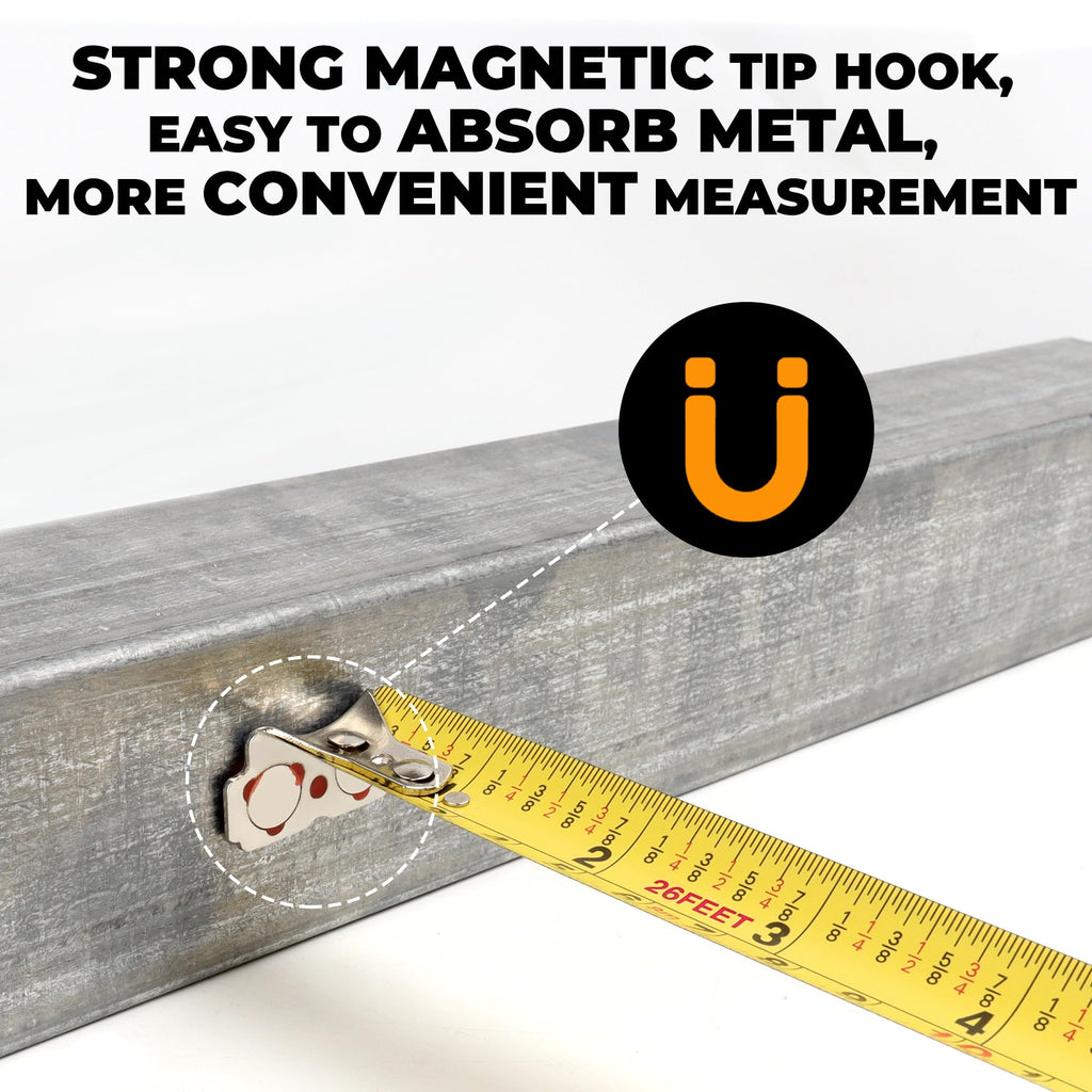 MulWark 2 Pack Metric Tape Measure, Easy Read Measuring Tape Retractable with Fractions 1/8, Both-Side Metal Blade, Magnetic Hook & Shockproof Case for Construction, Carpenter, Architect, Woodworking