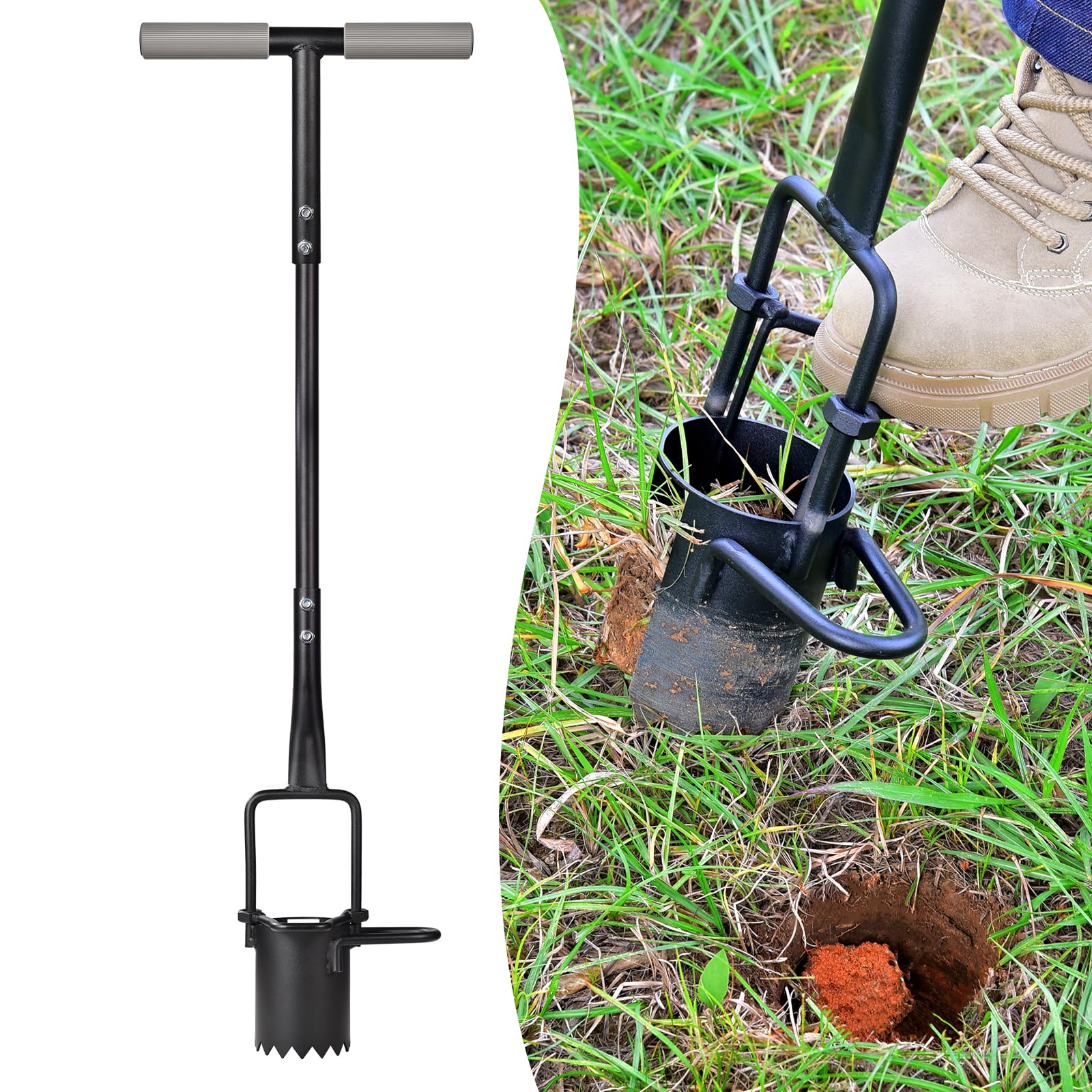 Omesata Sod Plugger, Bulb Planter Grass Plug Tool for Digging Holes
