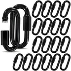 3.5" Black Chain Quick Link, 20 Pcs 3/8" Heavy Duty Locking Carabiner, 2000 LBS Capacity, Durable Chain Connector for Hanging Keys, Dog Leash, and Fence Gates